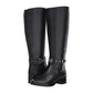 Botas femininas Michael Kors de cano alto, bico fechado, pretas, tamanho 5,5