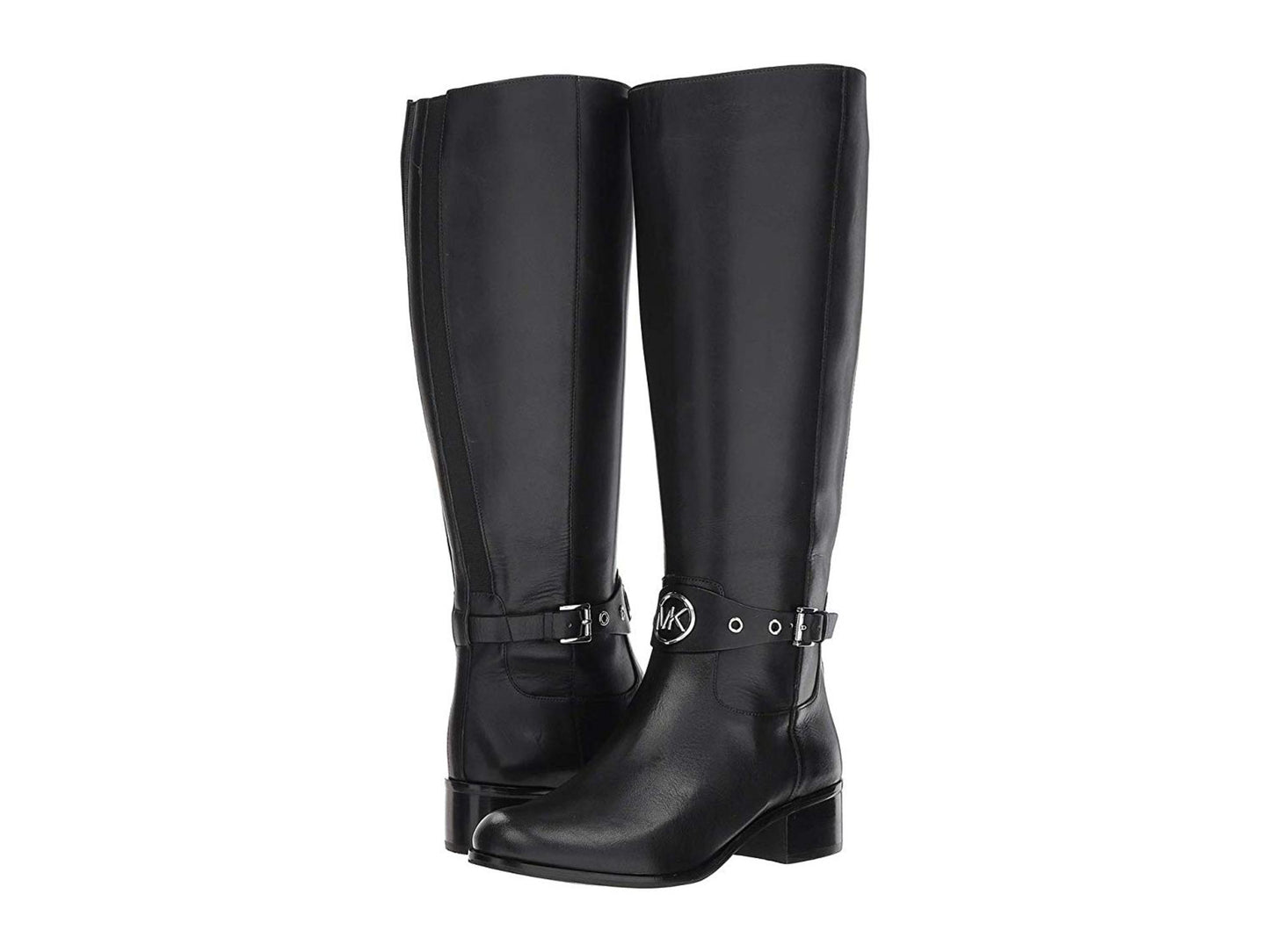 Botas femininas Michael Kors de cano alto, bico fechado, pretas, tamanho 5,5