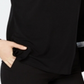 Blusa de crepe feminina Charter Club com manga amarrada, preta, tamanho médio