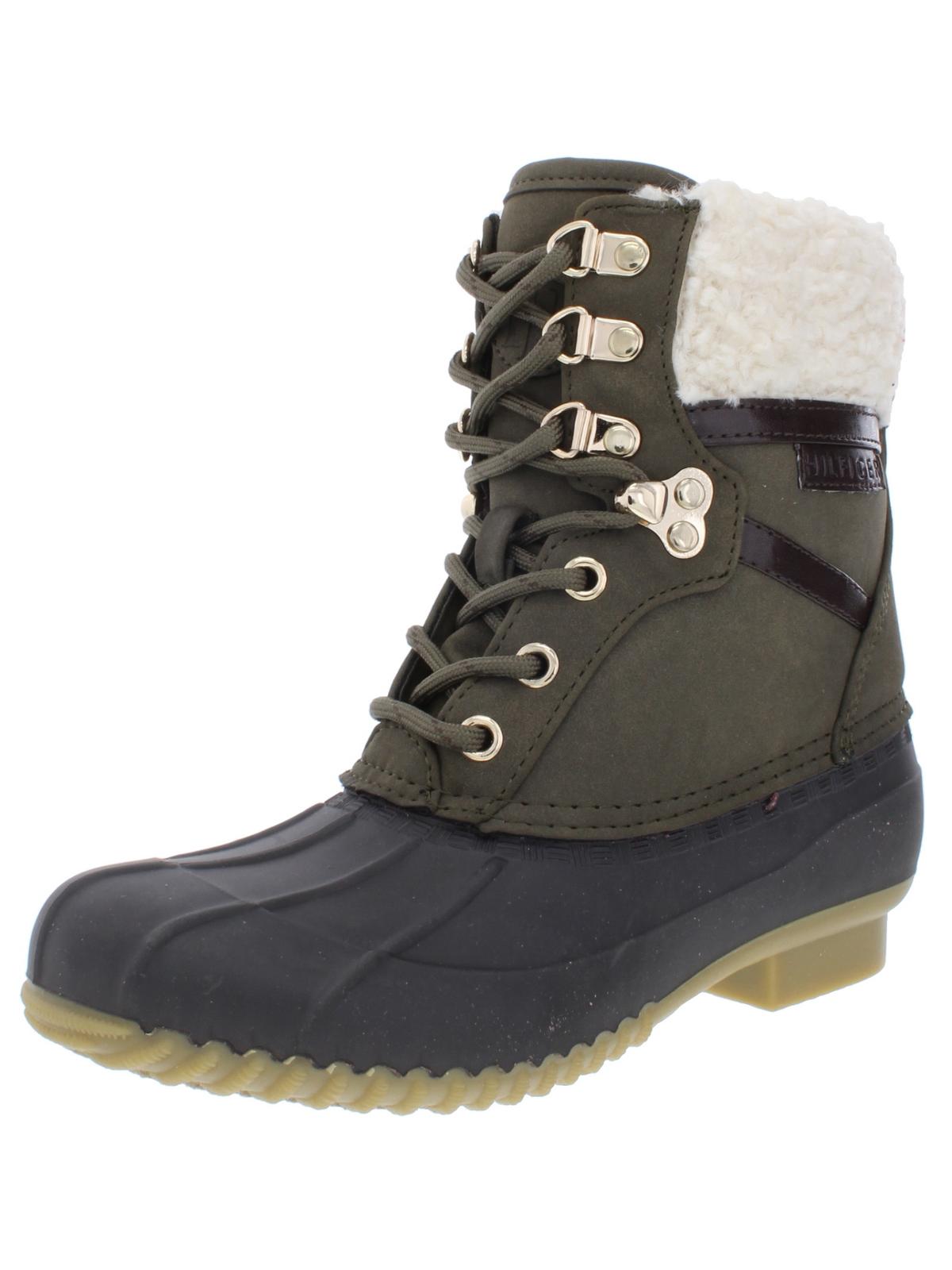 Tommy Hilfiger Rian Botas de Chuva Femininas de Couro Sintético até o Cano Alto Verde Escuro Tamanho 7 M