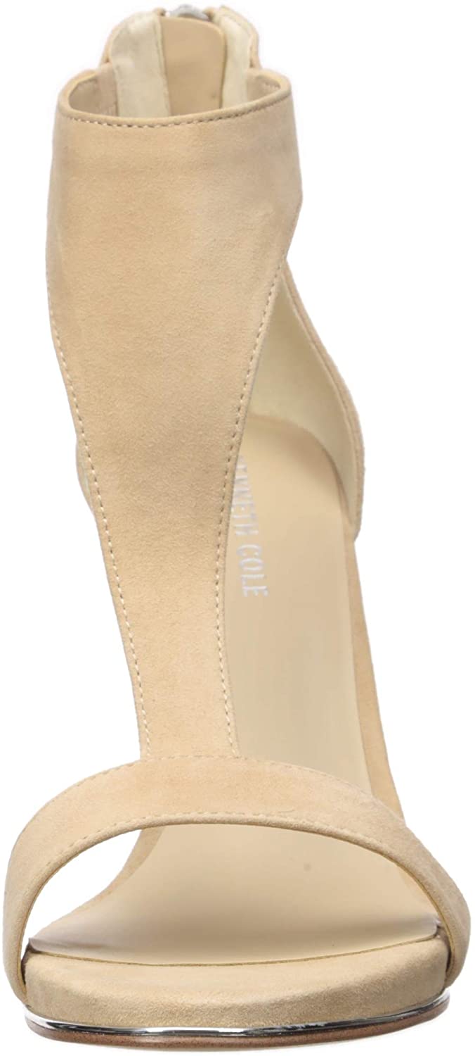 Kenneth Cole New York Brooke T Strap Camurça Peep Toe Feminino Casual Marrom Tamanho 9,5M