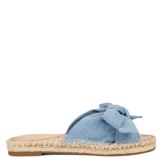 Sandálias de salto alto Nine West Blanche Knotted Slide para mulheres, tamanho 7,5M, azul