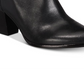 Botas femininas de couro Frye com bico fino e cano curto, tamanho 7,5, pretas