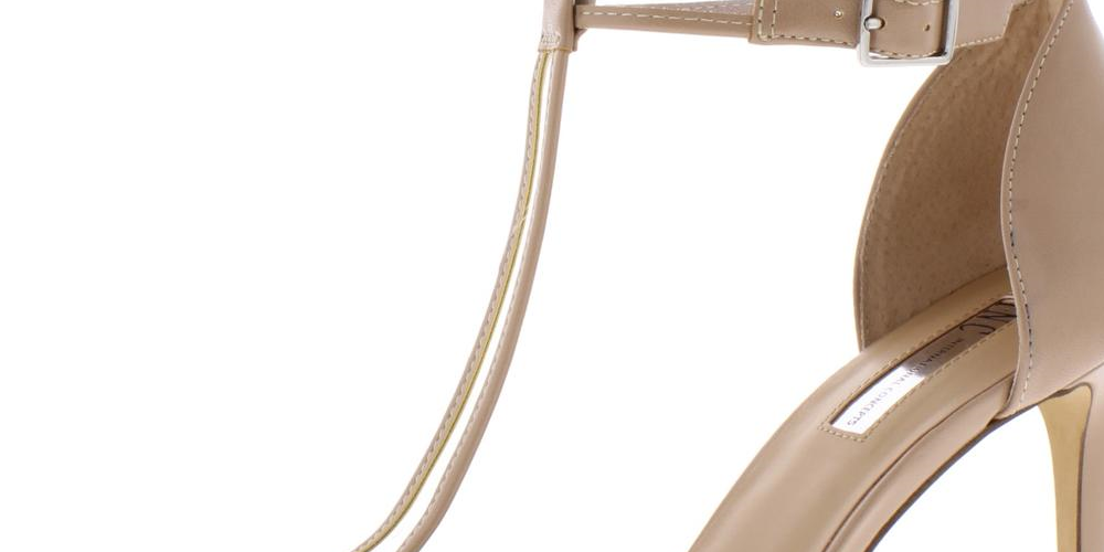 INC International Concepts Salto alto feminino de couro sintético transparente com tiras em T, cor de blush, tamanho 10M