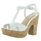 Sandálias femininas Sun + Stone Jamie Platform com salto aberto, tamanho 9 M, brancas