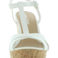 Sandálias femininas Sun + Stone Jamie Platform com salto aberto, tamanho 9 M, brancas