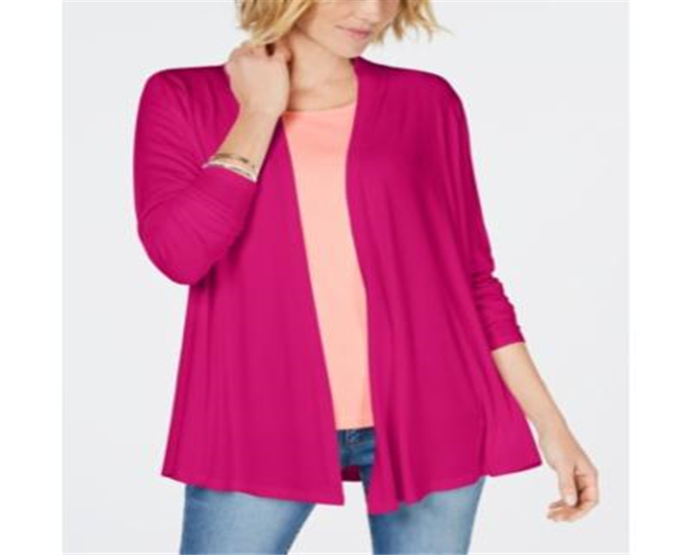 Karen Scott Cardigan Feminino Drapeado Frente Aberta Roxo Tamanho Grande