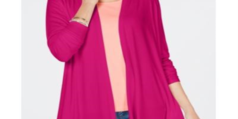 Karen Scott Cardigan Feminino Drapeado Frente Aberta Roxo Tamanho Grande