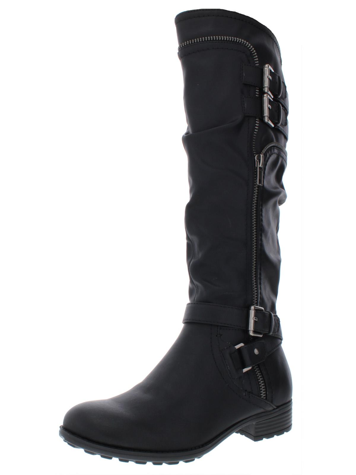 Botas de montaria femininas White Mountain Remi de couro sintético, pretas, tamanho 6 M