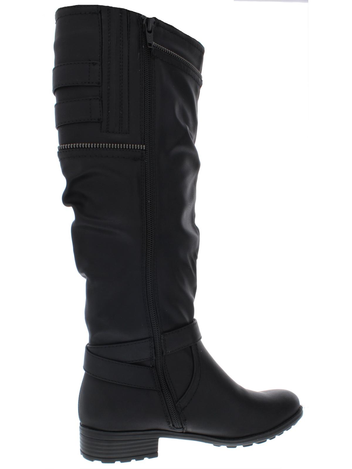 Botas de montaria femininas White Mountain Remi de couro sintético, pretas, tamanho 6 M