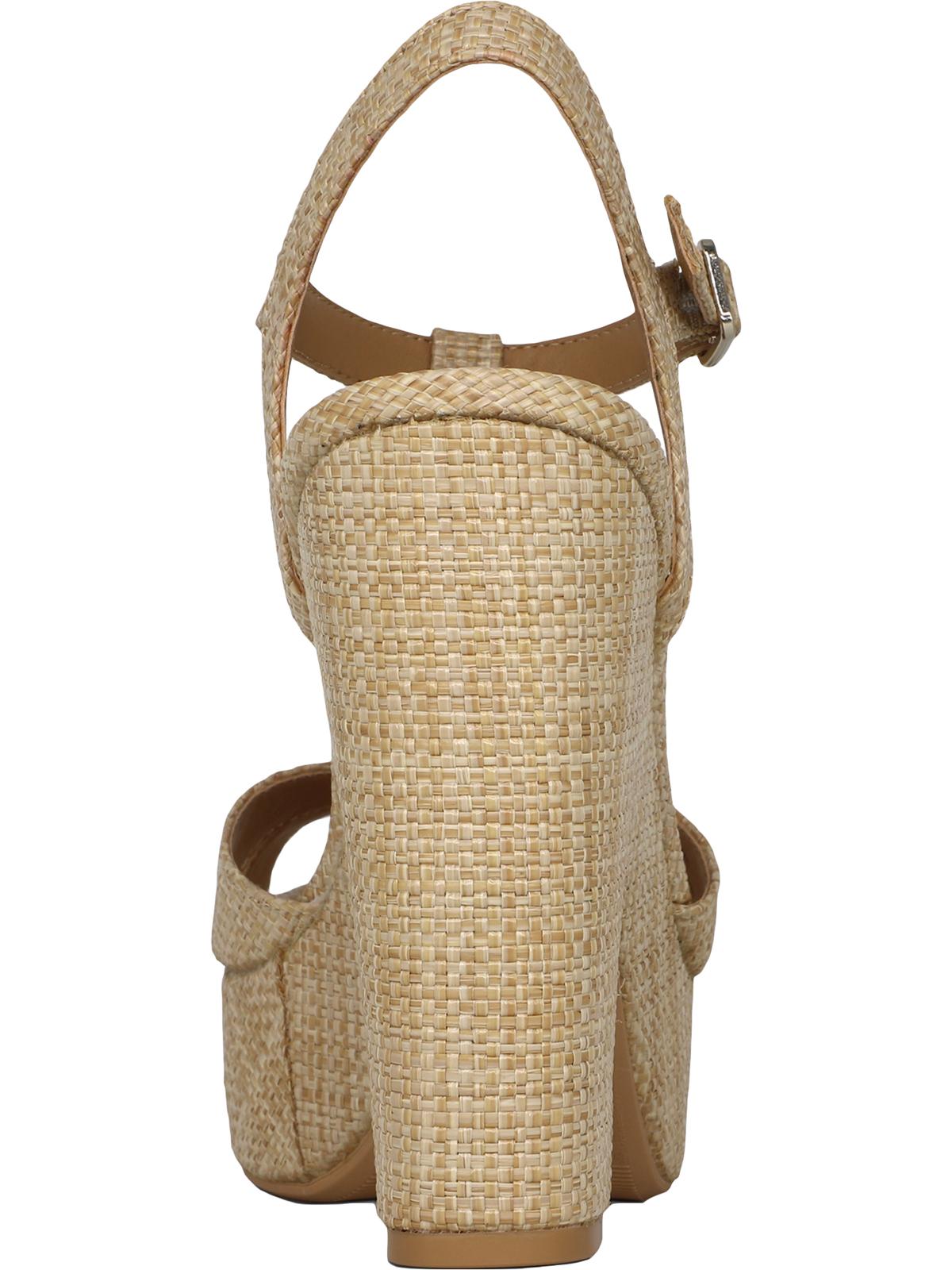 Sandálias femininas Sun + Stone Jamie Platform com salto aberto e bico fino, tamanho 9,5 M