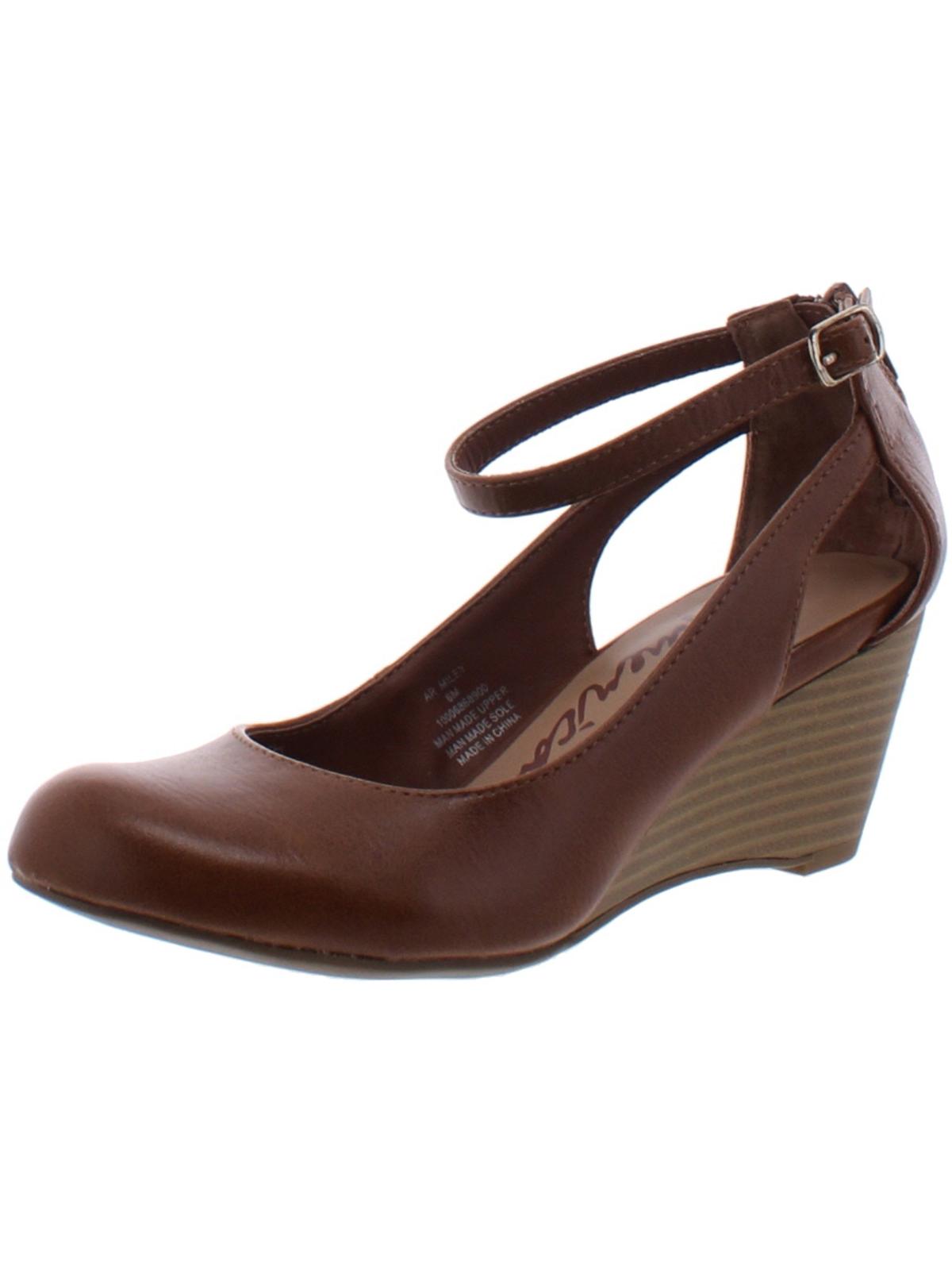 American Rag Miley Faux Leather Ankle Strap Wedges Marrom Tamanho 9,5M