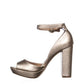 American Rag Salto Peep Toe Feminino com Tira no Tornozelo Amarelo Tamanho 7,5 M