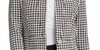 Jaqueta DKNY Feminina com Estampa Pied-de-poule Cinza Tamanho 12
