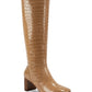 Botas de cano alto femininas Marc Fisher Revely Leather, bico quadrado, marrom, tamanho 7,5 M