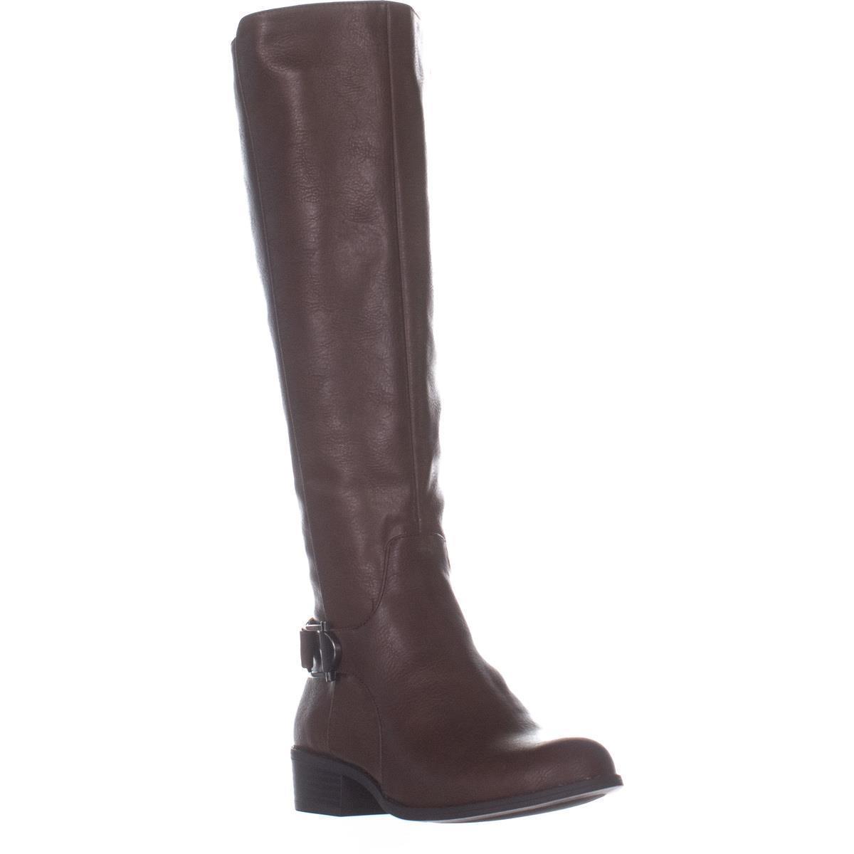 Botas altas de couro sintético Alfani Kallumm femininas, tamanho 6,5 M, marrom