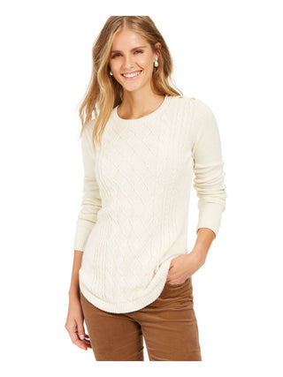 Suéter feminino de tricô trançado Charter Club, branco, tamanho pequeno e pequeno