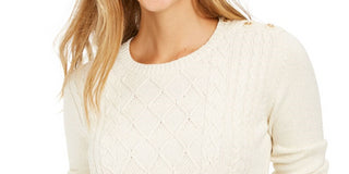 Suéter feminino de tricô trançado Charter Club, branco, tamanho pequeno e pequeno