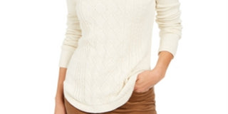 Suéter feminino de tricô trançado Charter Club, branco, tamanho pequeno e pequeno