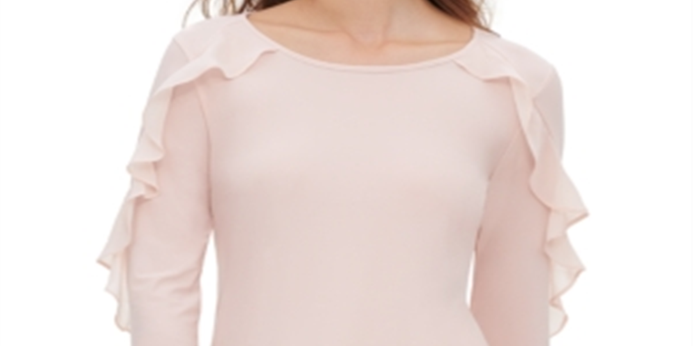 Blusa Calvin Klein Feminina Chiffon com Babados Rosa Tamanho Grande