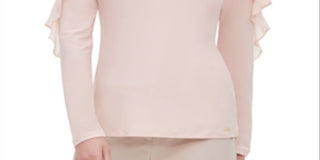 Blusa Calvin Klein Feminina Chiffon com Babados Rosa Tamanho Grande