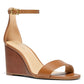 Sandálias femininas Michael Kors Fiona Wedge com tiras no tornozelo e salto alto, marrom, tamanho 6,5 M