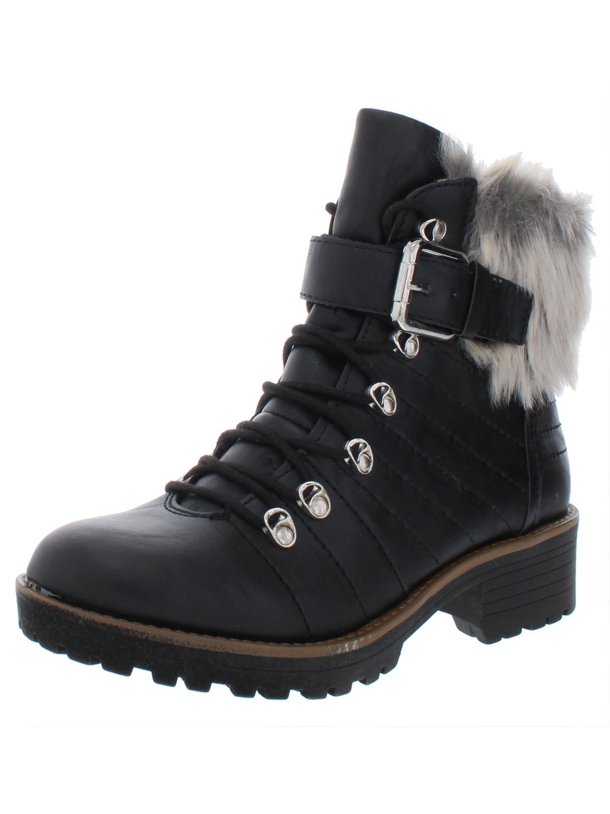 Botas de inverno femininas American Rag Jojo de couro sintético, pretas, tamanho 5 M
