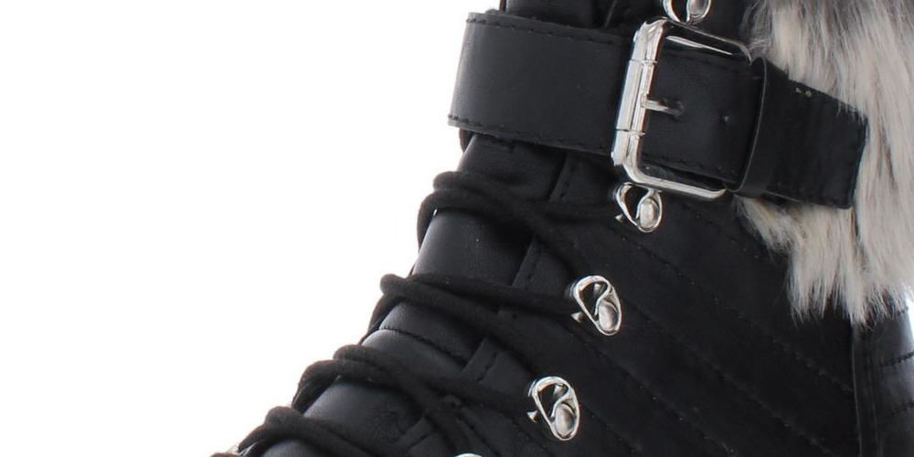 Botas de inverno femininas American Rag Jojo de couro sintético, pretas, tamanho 5 M