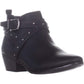Botas de motocicleta femininas Material Girl com bico amendoado e cano curto, pretas, tamanho 6 M