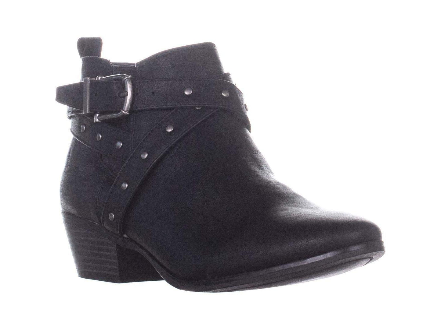 Botas de motocicleta femininas Material Girl com bico amendoado e cano curto, pretas, tamanho 6 M