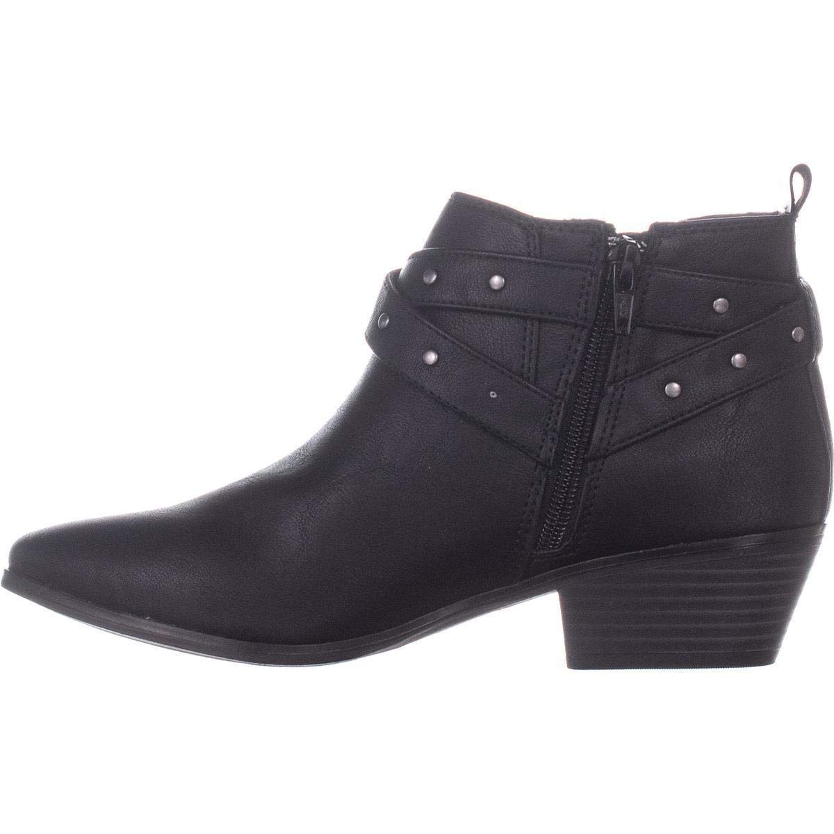 Botas de motocicleta femininas Material Girl com bico amendoado e cano curto, pretas, tamanho 6 M