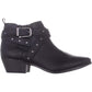 Botas de motocicleta femininas Material Girl com bico amendoado e cano curto, pretas, tamanho 6 M
