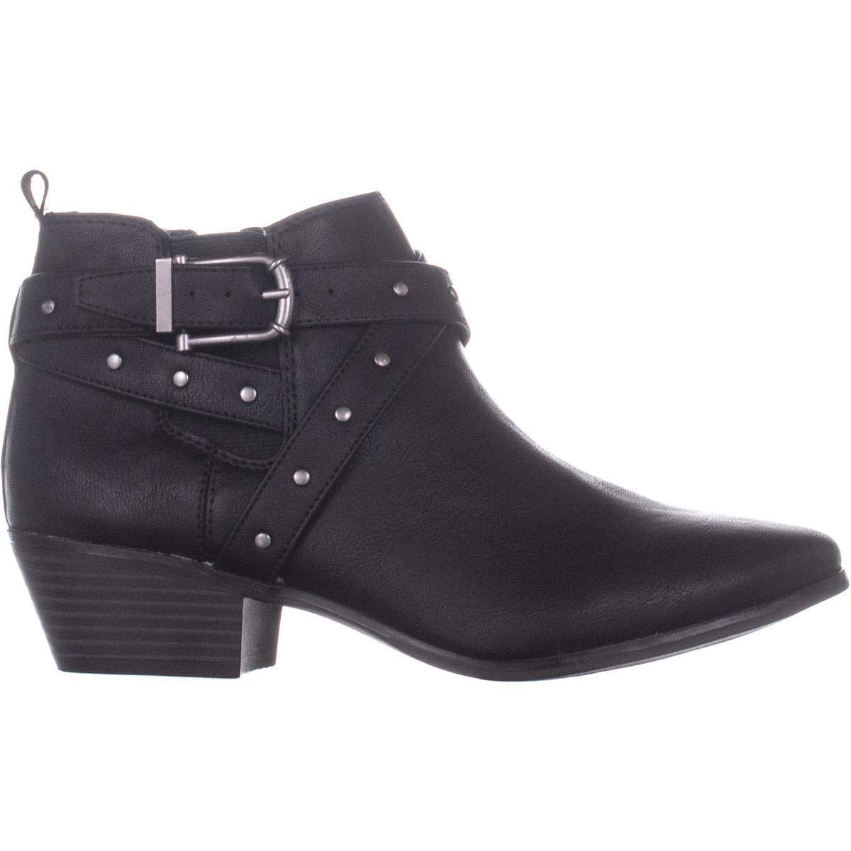 Botas de motocicleta femininas Material Girl com bico amendoado e cano curto, pretas, tamanho 6 M