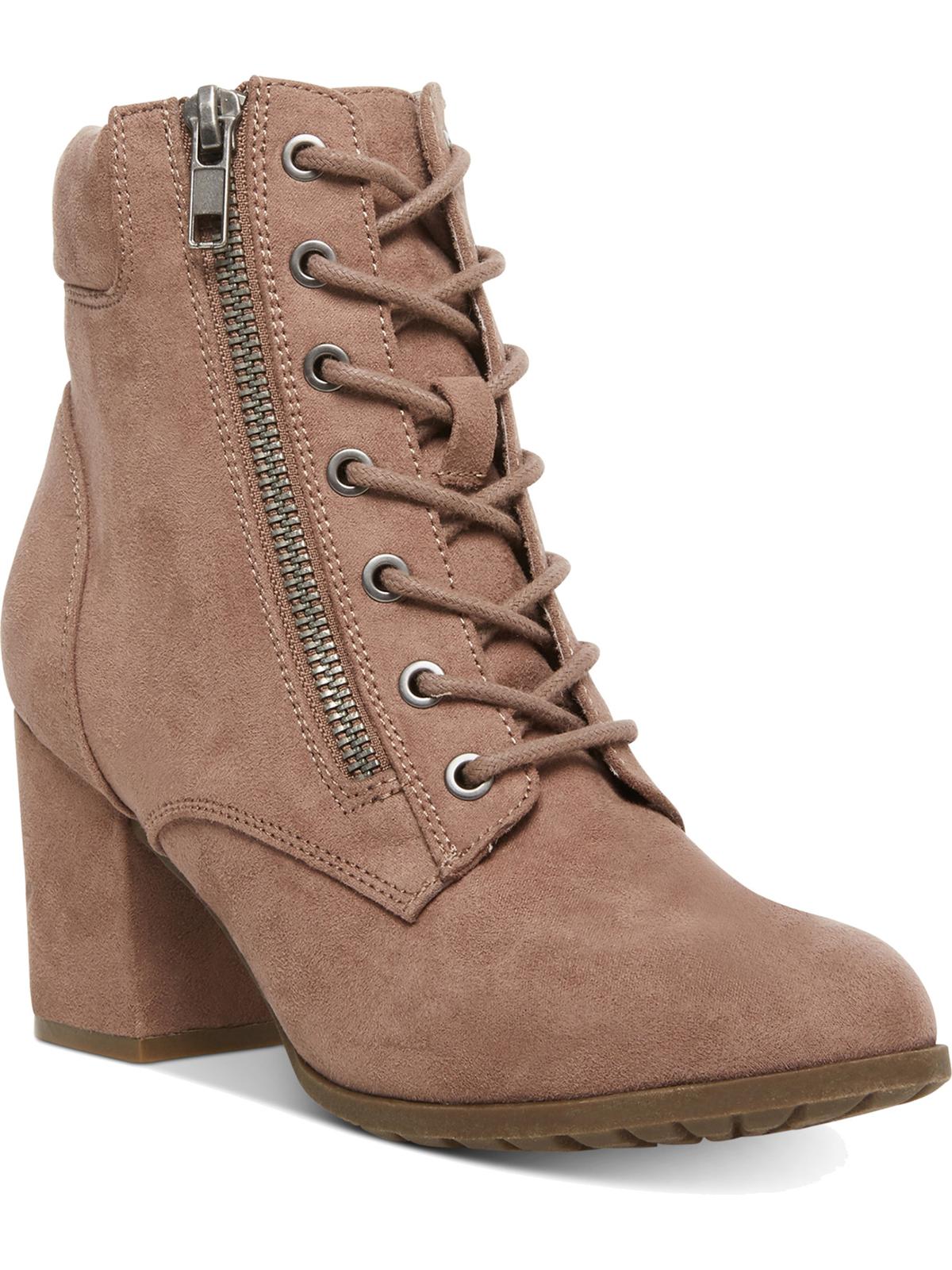 Botas femininas Madden Girl de camurça com bico amendoado e cano curto, tamanho 9,5 m