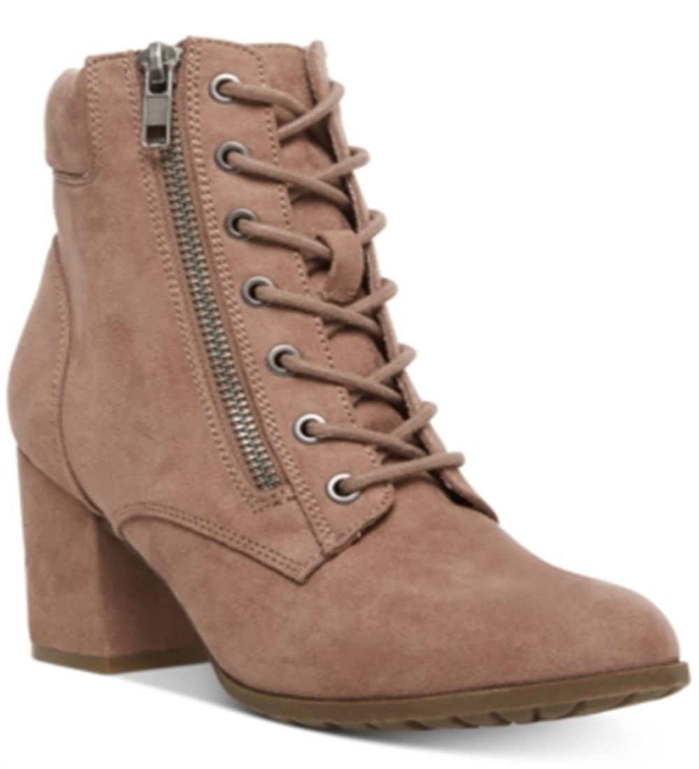 Botas femininas Madden Girl de camurça com bico amendoado e cano curto, tamanho 9,5 m