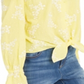 INC International Concepts Top feminino bordado estampado manga comprida gola V amarelo tamanho pequeno grande