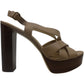 Sandálias femininas Michael Kors Audrina de couro Peep Toe casuais estilo Sahara tamanho 9