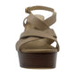 Sandálias femininas Michael Kors Audrina de couro Peep Toe casuais estilo Sahara tamanho 9