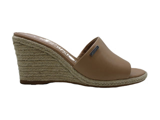 Calvin Klein Sandálias Femininas Britta Couro Abertas Plataforma Casual Marrom Tamanho 9,5M