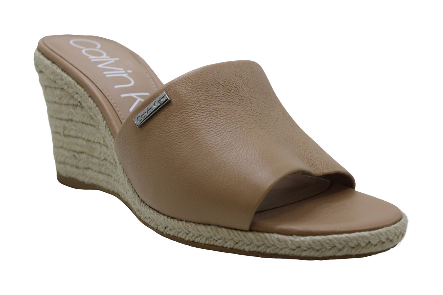 Calvin Klein Sandálias Femininas Britta Couro Abertas Plataforma Casual Marrom Tamanho 9,5M