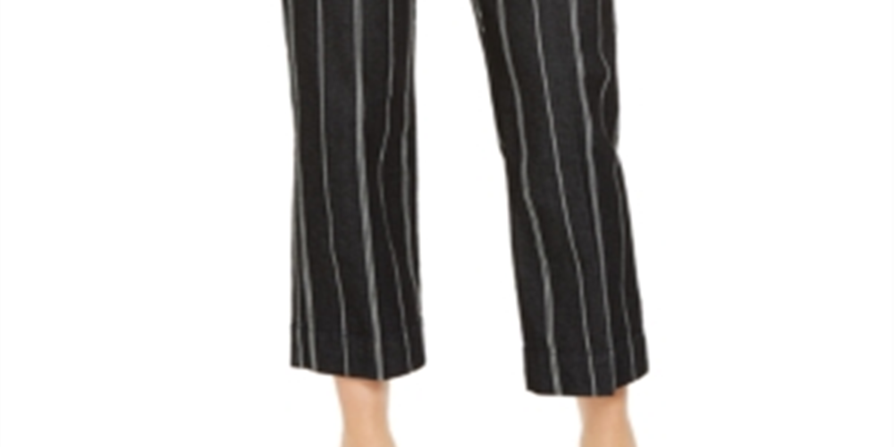 Calça cropped listrada feminina Charter Club com controle de barriga, azul, tamanho 14