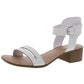 Sandálias femininas Sun Stone com tira ajustável, acolchoadas, bico redondo, salto bloco e fivela, tamanho 6,5 M