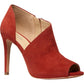 Michael Kors Elodie Suede Peep Toe Shooties Feminino Rust Tamanho 5.5
