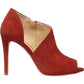 Michael Kors Elodie Suede Peep Toe Shooties Feminino Rust Tamanho 5.5