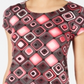 Camiseta feminina Alfani estampada com bainha redonda, preta, tamanho pequeno GG