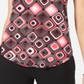 Camiseta feminina Alfani estampada com bainha redonda, preta, tamanho pequeno GG