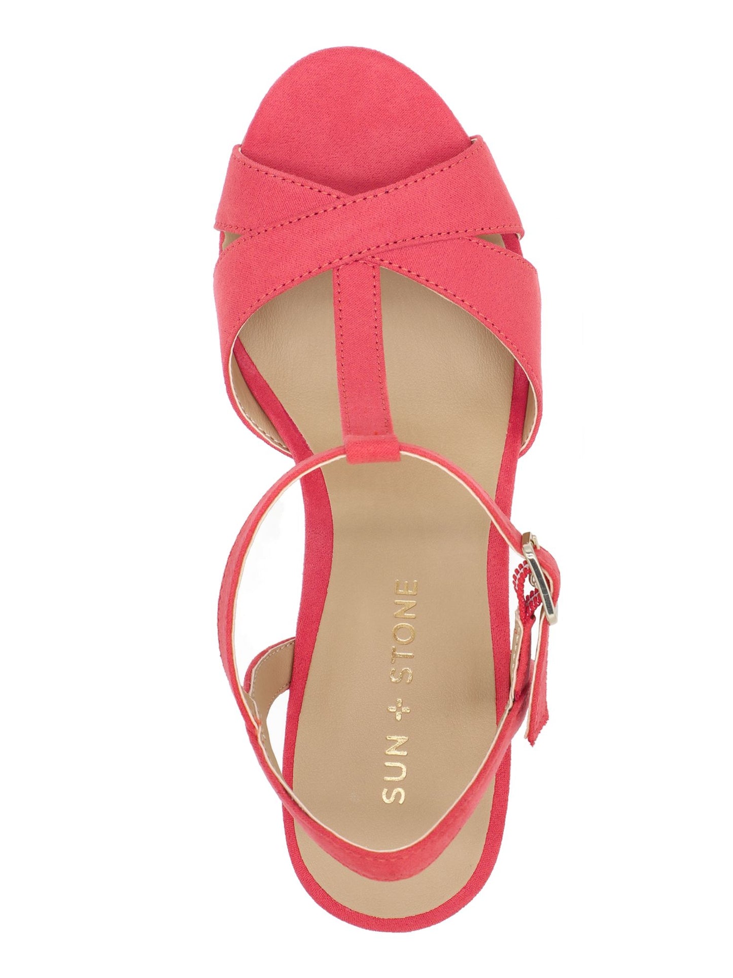 Tamancos femininos Sun Stone Coral 1 com plataforma, acolchoados, com tiras em T, antiderrapantes, salto bloco Jamie e fivela, tamanho coral 9,5 M
