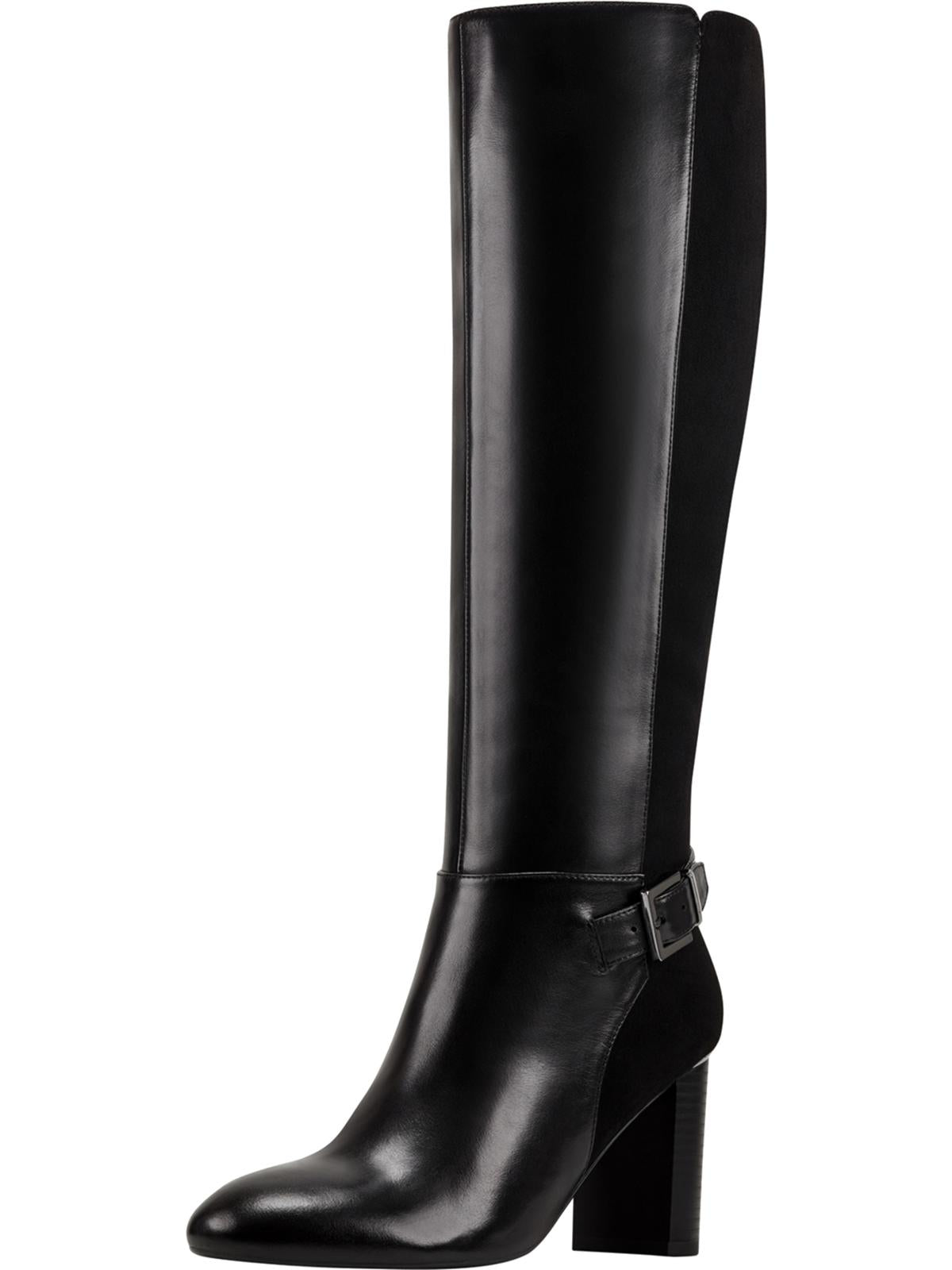 Botas de montaria femininas Bandolino Bilya com zíper até o joelho, pretas, tamanho 7,5 M