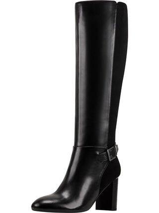 Botas de montaria femininas Bandolino Bilya com zíper até o joelho, pretas, tamanho 7,5 M