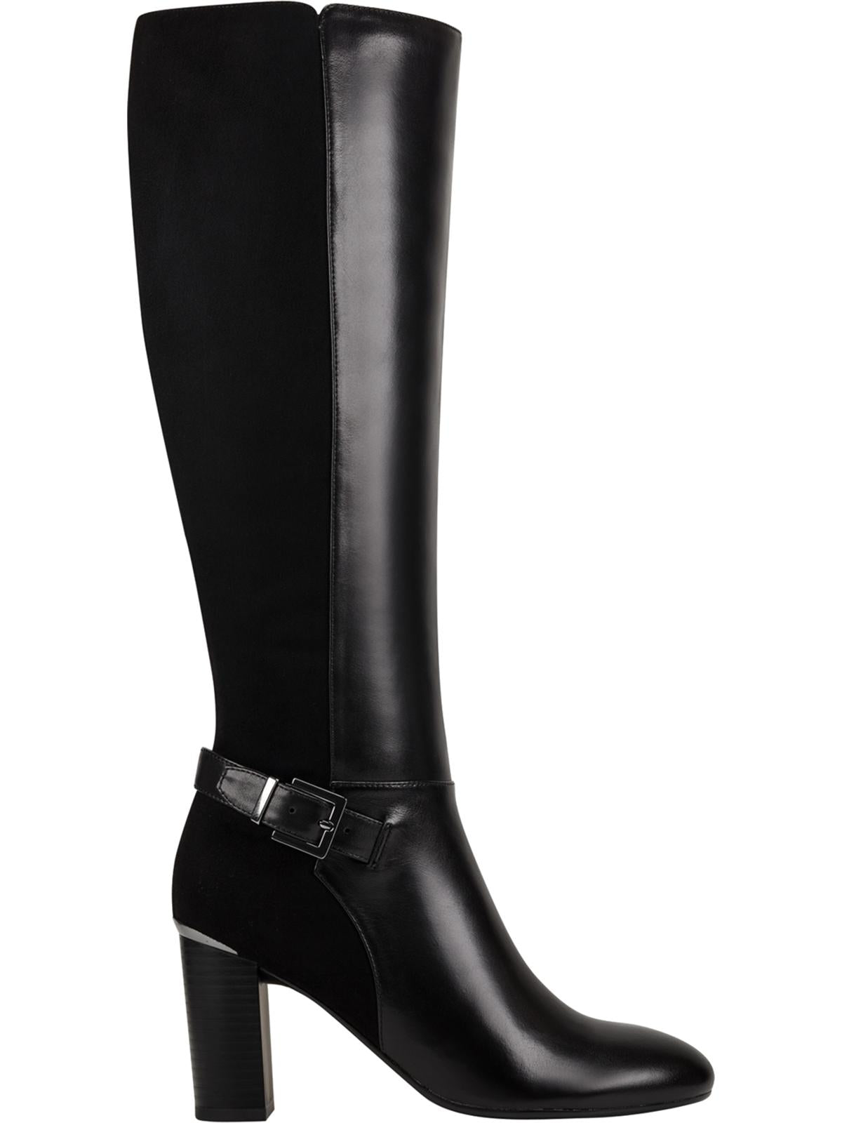 Botas de montaria femininas Bandolino Bilya com zíper até o joelho, pretas, tamanho 7,5 M